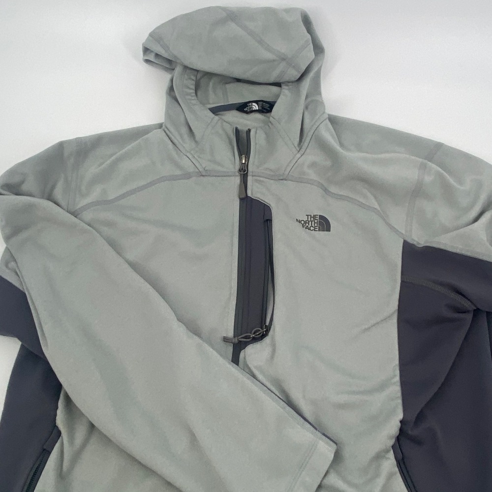 The North Face Activewear/Golf Gray Full Zip Fleece Jacket‎ With Hoodie Size XL